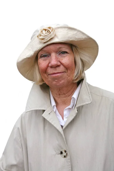 Portrait Une Femme Âgée Portant Chapeau — Photo