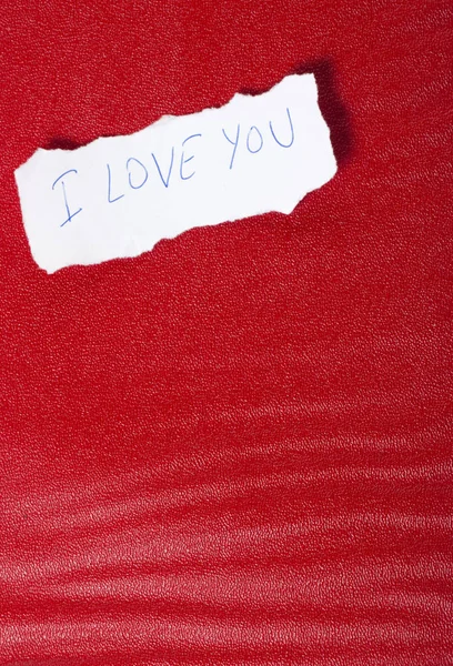 Σχισμένο Χαρτί Κόκκινο Φόντο Μήνυμα Της Αγάπης — Φωτογραφία Αρχείου