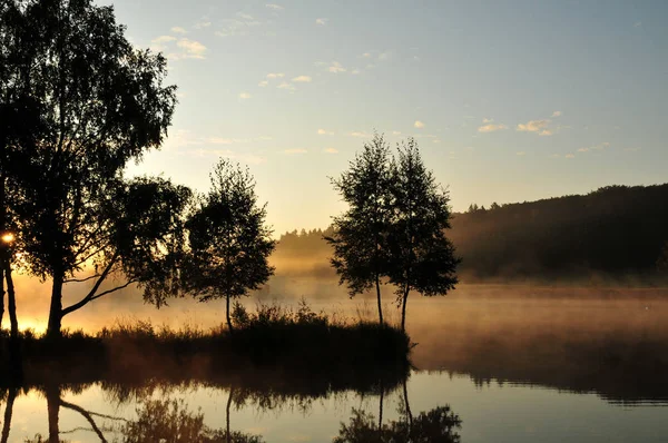 Tôt Matin Sur Lac Dans Harz — Photo