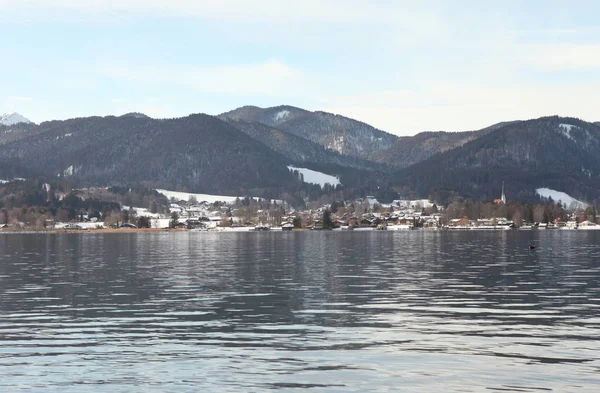 Tegernsee Vista Desde Orilla Este Hasta Orilla Oeste Con Mal —  Fotos de Stock