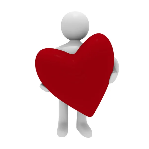 Homem Com Coração Vermelho Imagem — Fotografia de Stock