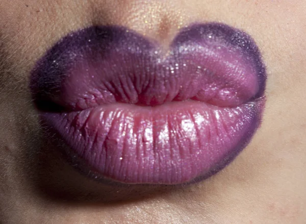 Glamour Mode Heldere Roze Lippen Glans Make Macro Van Vrouw — Stockfoto
