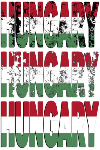 Alguma Bandeira Grunge Muito Antiga Hungary Feita Nome País — Fotografia de Stock
