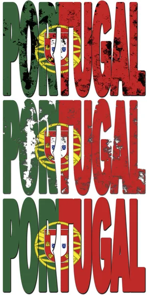 Some Very Old Grunge Flag Portugal Made Name Country — Stock Photo, Image