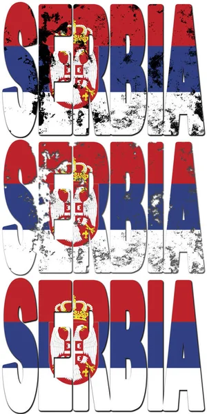 Sırbistan Çok Eski Grunge Bayrağı Ülke Adı Yapılmış — Stok fotoğraf