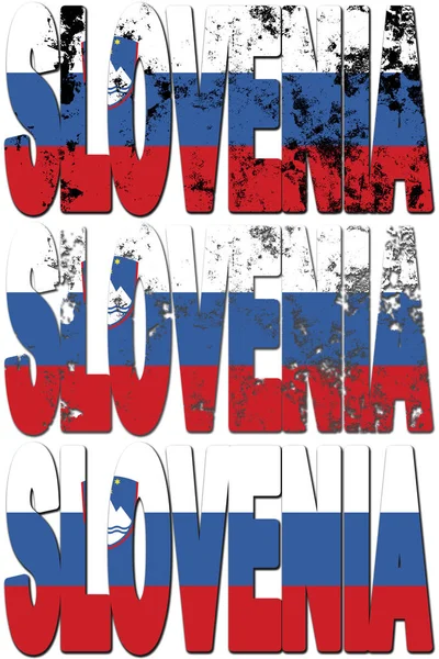 Nějaký Velmi Starý Grunge Vlajka Slovinska Zhotovena Názvu Země — Stock fotografie