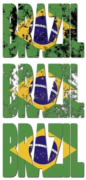 Деякі Дуже Старий Гранжевий Прапор Бразилії Тексті — стокове фото