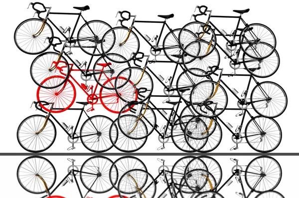 Ilustração Vetorial Uma Fileira Bicicletas Diferentes — Fotografia de Stock