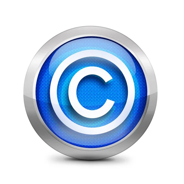 Botão Azul Com Símbolo Copyright — Fotografia de Stock