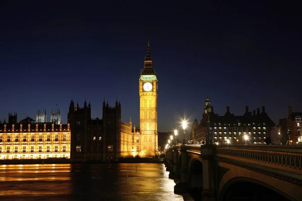 Palazzo Westminster Visto Westminster Bridge Notte — Foto Stock