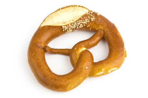 Pretzel Con Sale Raffigurato Sfondo Bianco — Foto Stock