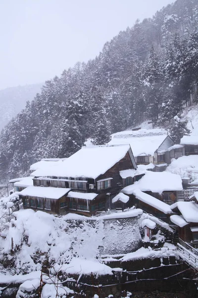 Yudanaka Località Termale Sulla Neve Jigokudani Nagano Giappone — Foto Stock