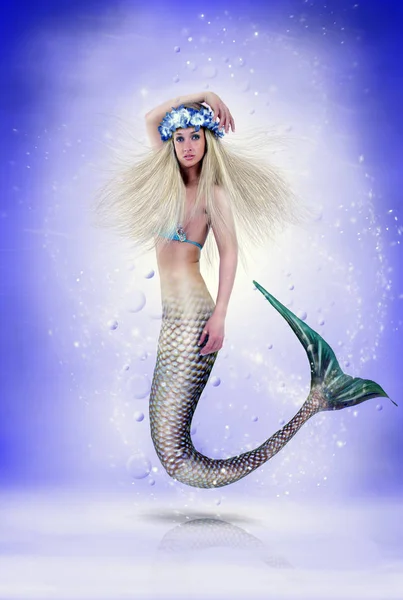 Image Mermaid Blue Dress — Stock Photo, Image