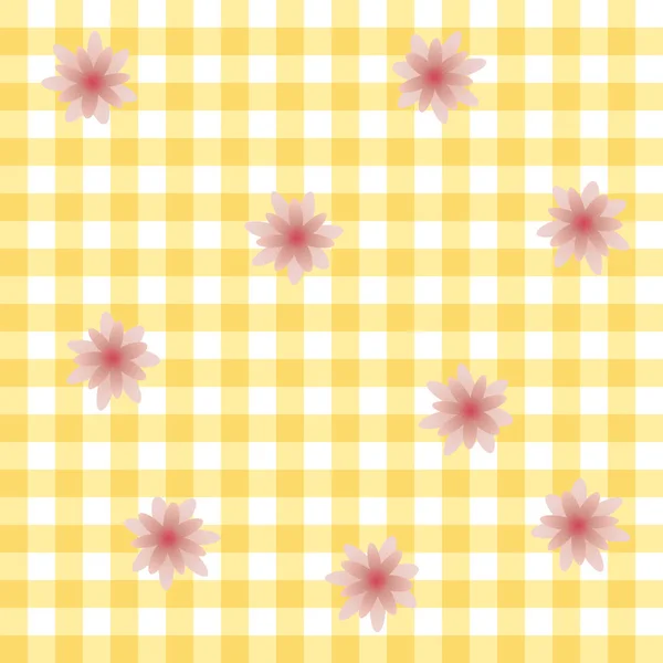 Pink Flowers Checkered Background Endlessly Vector — Stock Photo, Image