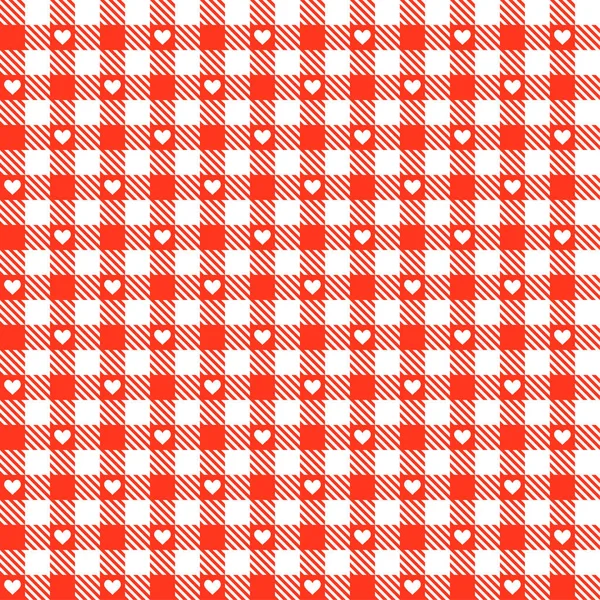 Checked Pattern Red Hearts Endless — Stock Photo, Image