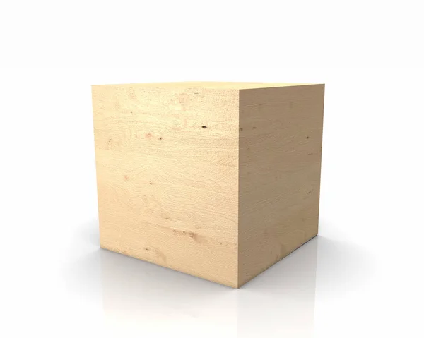 Drewniany Sześcian Prostymi Krawędziami Brzoza Jabłkowa — Zdjęcie stockowe