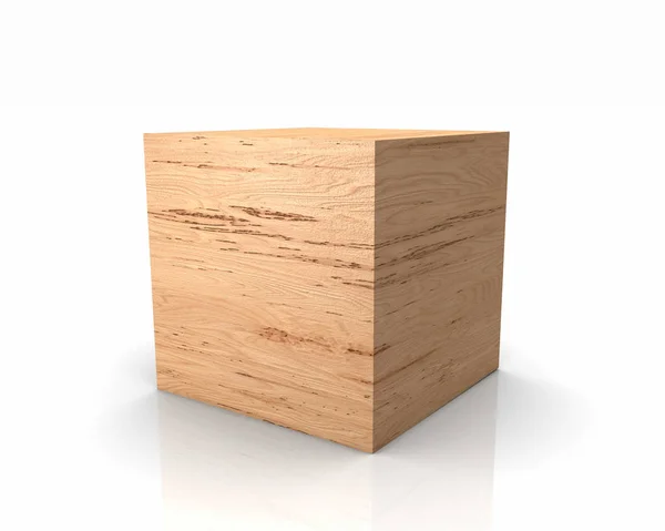 Деревянный Куб Прямыми Кромками Березовый — стоковое фото