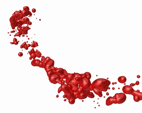 Sangue Vermelho Gota Respingo Fundo Branco — Fotografia de Stock