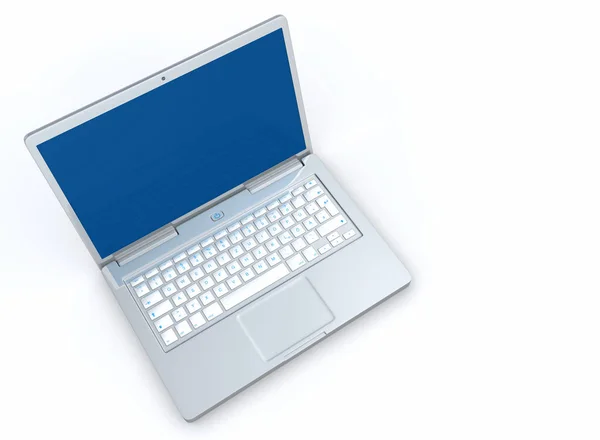 Laptop Gümüş Mavisi Üst Görünüm — Stok fotoğraf