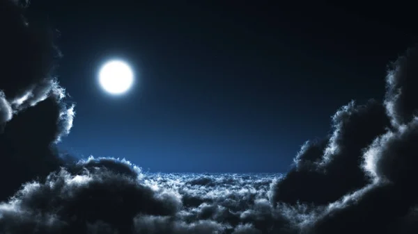 Über Den Wolken Bei Mondschein — Stockfoto