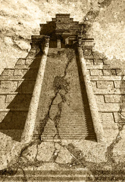 Гранж Фон Храма Майя — стоковое фото