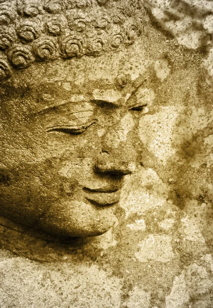 Vecchia Fotografia Pietra Buddha — Foto Stock