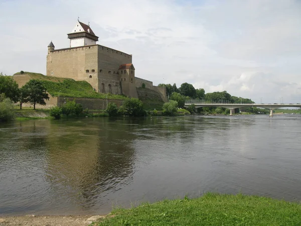 Narva Kasteel Estland Ivangorod Rusland — Stockfoto