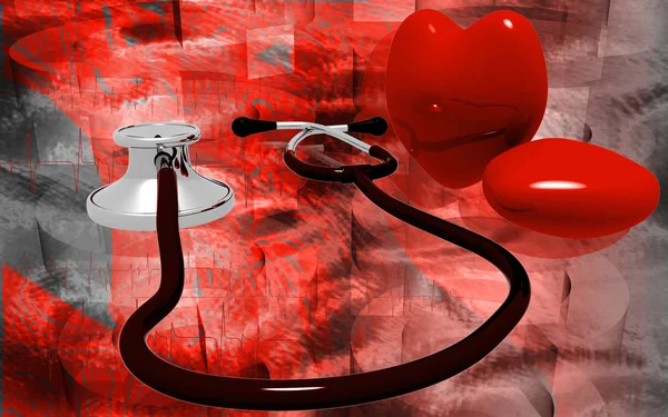 Digital Illustration Stethoscope Heart Colour Background — ストック写真