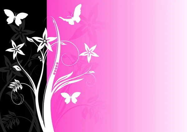 Bunte Helle Florale Hintergrund Mit Schmetterling — Stockfoto