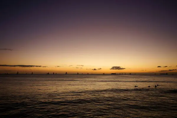Puesta Sol Atmosférica Sobre Mar — Foto de Stock