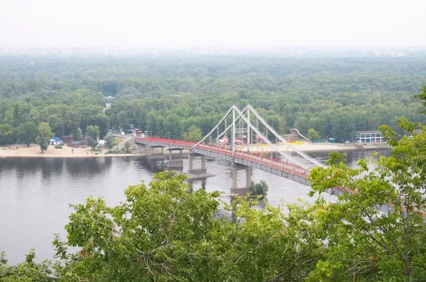 Fußbrücke Über Den Dnjepr Kiew Ukraine — Stockfoto