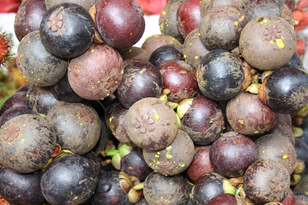 Frutas Exóticas Mangostão Comida — Fotografia de Stock