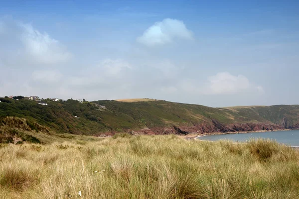 Krajobraz Devon Anonimowymi Ludźmi Plaży — Zdjęcie stockowe