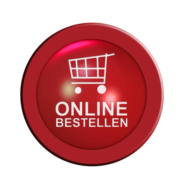 Online Winkel Knop Geïsoleerd Naar Wit Illustratie — Stockfoto