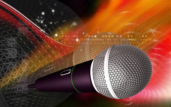 Cyfrowa Ilustracja Mikrofonu Tle Kolorowym — Zdjęcie stockowe