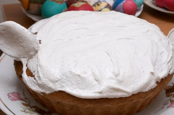 Tartiner Crème Oeuf Blanche — Photo