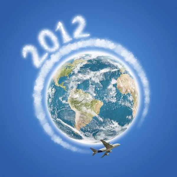 2012 Feliz Año Nuevo Viaje Mundo Nubes Concepto — Foto de Stock