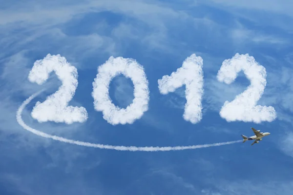 2012 Happy New Year Travel World Clouds Concept — Stock Photo, Image