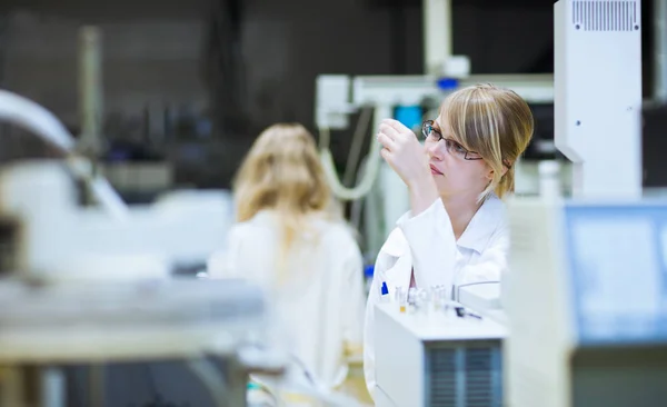 Female Researchers Carrying Out Research Laboratory Color Toned Image — Stock Photo, Image