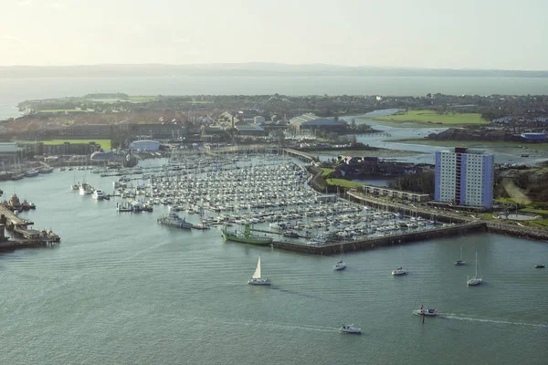 Vista Desde Torre Spinnaker Través Del Solent Island Wight Con — Foto de Stock