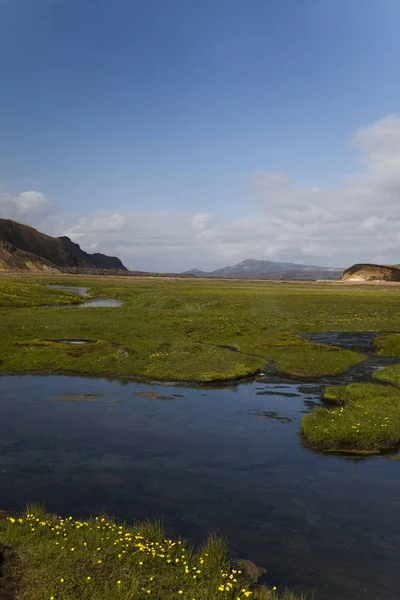 Горный Пейзаж Ландманналаугар Исландия — стоковое фото