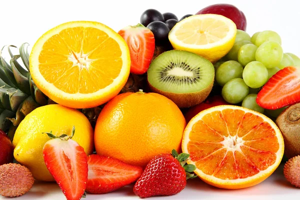 Čerstvé Ovoce Zelenina Izolované Bílém — Stock fotografie