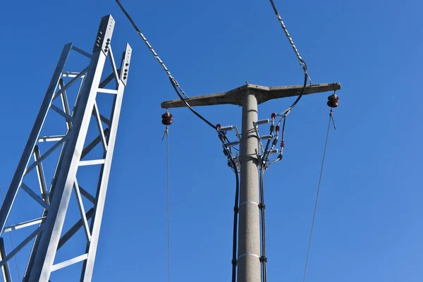 Líneas Transmisión Energía Energía Eléctrica — Foto de Stock