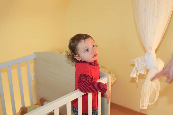 Child His Cot — Stock Photo, Image