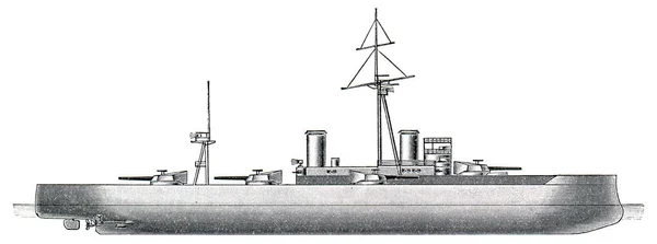 ドイツの戦艦Sms Braunschweig 1902 著書に Meyers Konversations Lexikon 第7巻 ライプツィヒ ドイツ — ストック写真