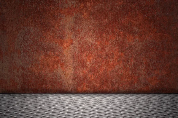 Rusty Wall Diamond Sheet Floor — Stock Photo, Image