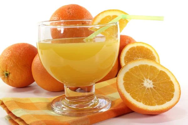 Freshly Squeezed Orange Juice Light Background — Stock Photo, Image