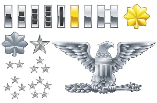 一组美国陆军军官军衔徽章图标 — 图库照片