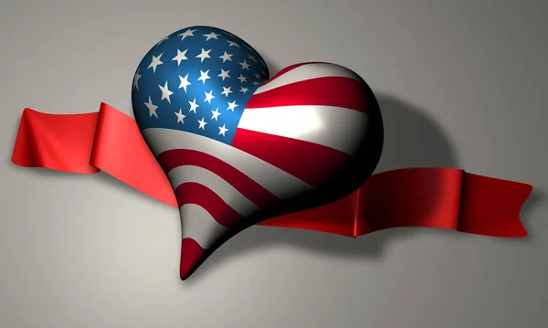 Απεικόνιση Μιας Καρδιάς Την Αμερικάνικη Σημαία Πάνω Της — Φωτογραφία Αρχείου