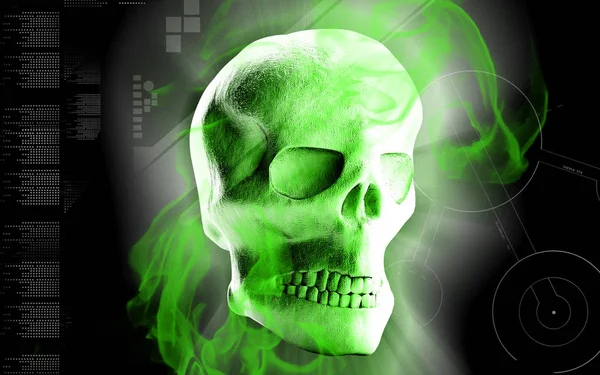Ilustração Digital Crânio Humano Fundo Cor — Fotografia de Stock